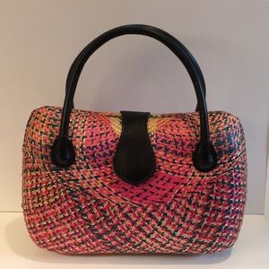 Beautiful colorful woven straw purse